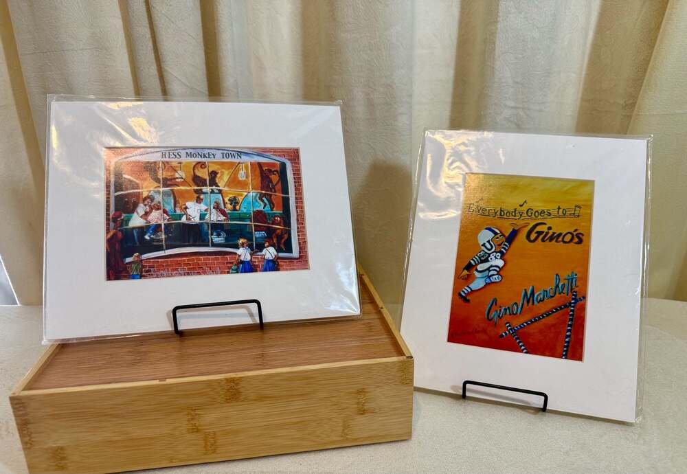 Two Charlene Clark Studio Art Prints: Hess Monkey Town & Everybody Goes to Ginos